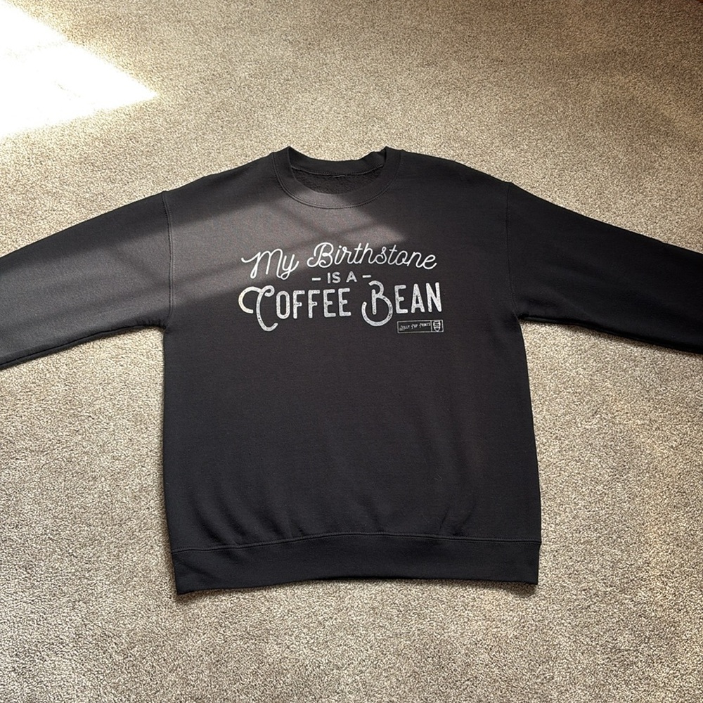 Black Sweatshirt with Coffee Bean Graphic